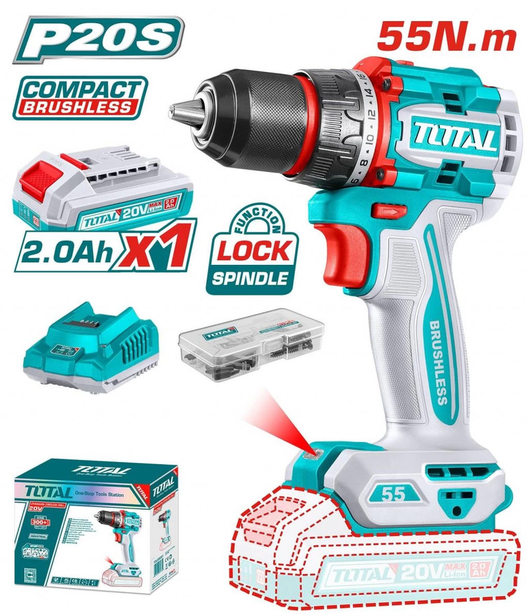 Principal Taladro Atornillador 20v BL TOTAL TDLI205582 - Imagen 1