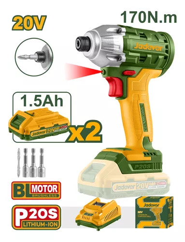 Principal ATORNILLADOR DE IMPACTO 1/4 170N CON 2 BATERIAS JADEVER - Imagen 1
