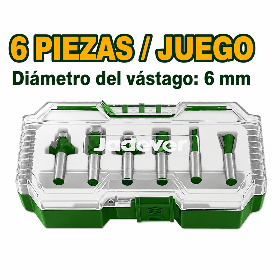 Principal Set 6 Fresas Para Router 6mm Jadever - Imagen 1