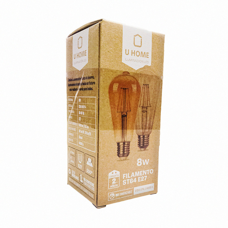 Principal Lampara Filamento Vintage 8W Calida UHome - Imagen 1